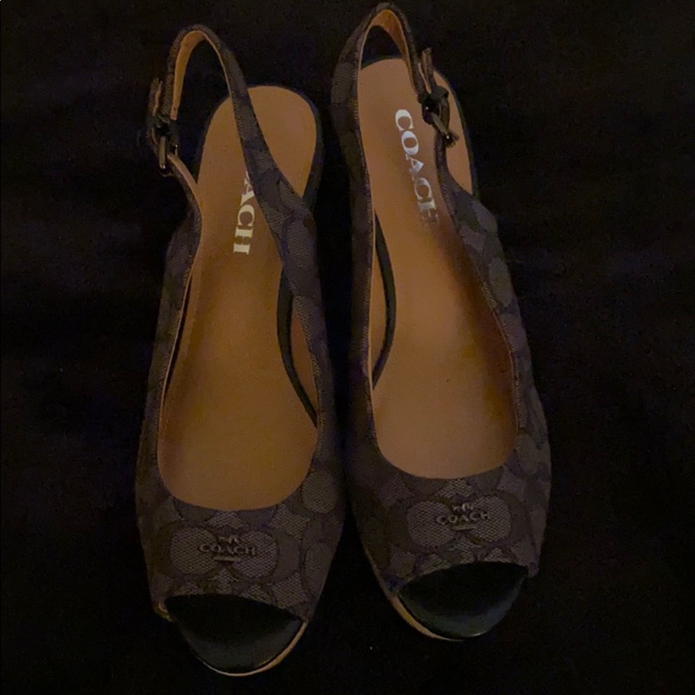 Coach Cork Peep Sling Wedges